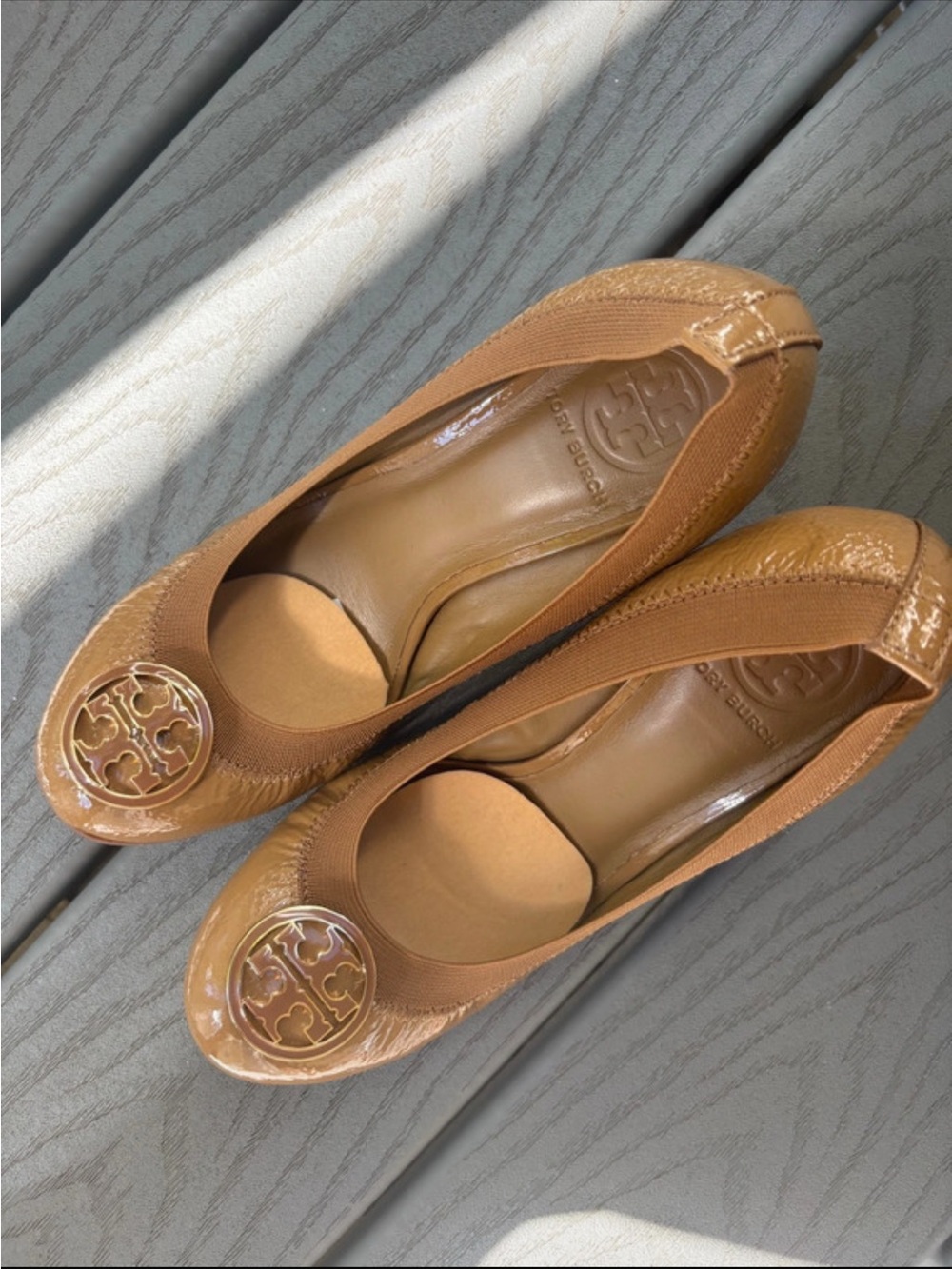 Tory Burch leather wedges with Logo Medallion